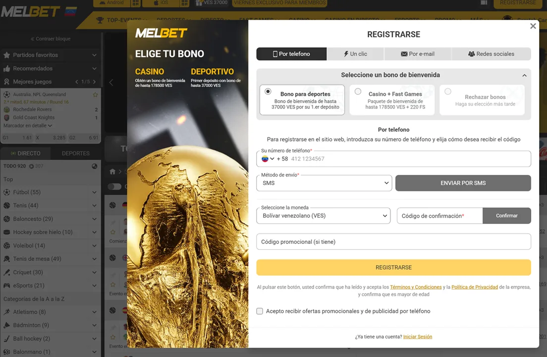 Registro en Melbet