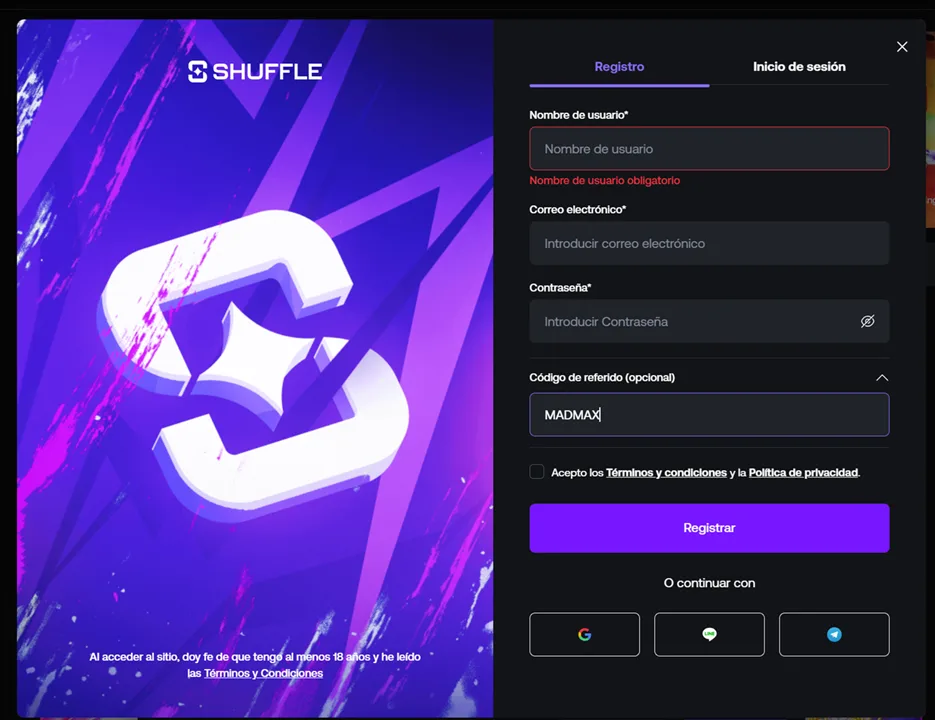 Pantalla principal de Shuffle